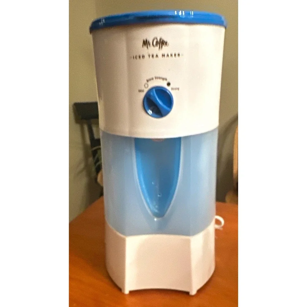 Mr. Coffee TM70 Iced Tea Maker Brew Strength Dial White/Blue plastic NO Pitcher